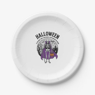 Grappig Skelet Halloween Cape Citaat Vintage Ontwe Papieren Bordje