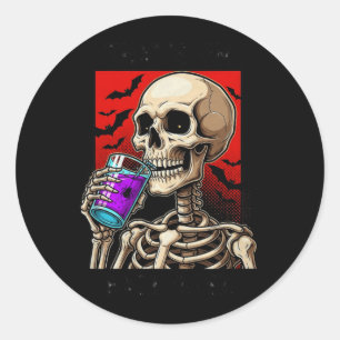 Grappig Skelet Halloween Kostuum Griezelsfeestje Ronde Sticker