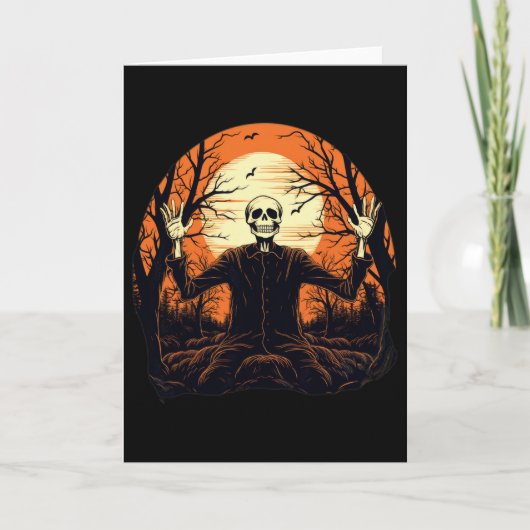 Grappig Skelet Halloween Voor Mannen Vrouwen Kaart (Voorkant)