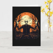 Grappig Skelet Halloween Voor Mannen Vrouwen Kaart (Gele Bloem)