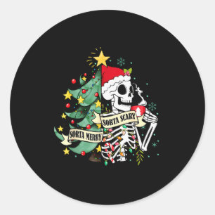 Grappig Skelet Heet Cacao Soort Van Merry Soort Va Ronde Sticker