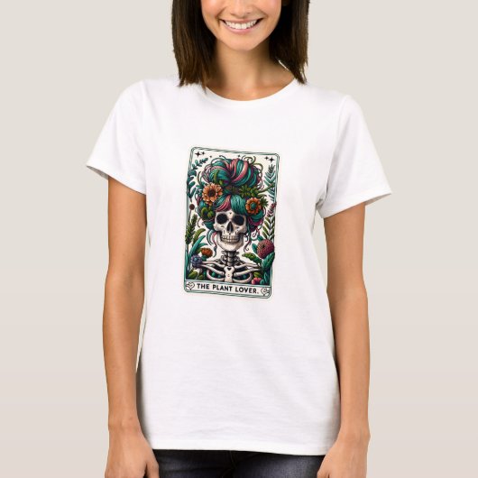Grappig Skelet Het Plant Lover Tarot T-shirt (Voorkant)