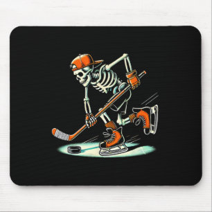 Grappig Skelet Hockey Halloween Voor IJshockey Lie Muismat