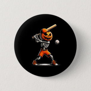 Grappig Skelet Honkbal Pompoen Halloween Kostuum Ronde Button 5,7 Cm