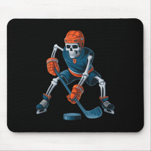 Grappig Skelet IJshockey Halloween _1  Muismat