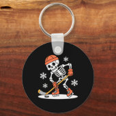 Grappig Skelet IJshockey Halloween _2 Sleutelhanger (Voorkant)