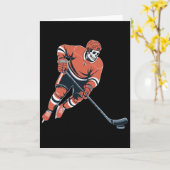 Grappig Skelet IJshockey Halloween Kaart (Gele Bloem)