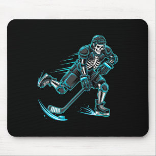 Grappig Skelet IJshockey Speler Halloween  Muismat