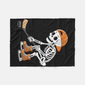 Grappig Skelet Ijshockeyspeler Cool Schaatsen Fleece Deken (Voorkant (Horizontaal))