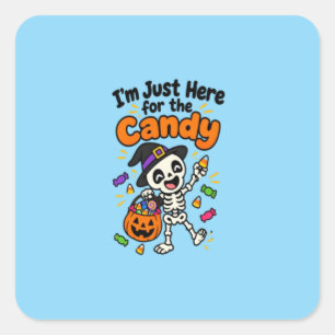 Grappig Skelet Ik Ben Hier Gewoon Voor De Snoep Ha Vierkante Sticker