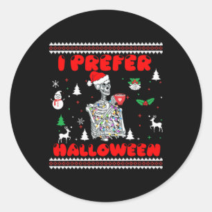 Grappig Skelet Ik Geef De Voorkeur Aan Halloween L Ronde Sticker