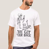Grappig Skelet “Ik Heb Je Rug” Grappenmaker – Humo T-shirt (Voorkant)