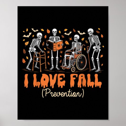 Grappig Skelet Ik Hou van Valpreventie Val Fysiek Poster (Voorkant)