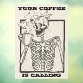 Grappig Skelet Je Koffie Roept Shop Raamsticker (Vel 3)