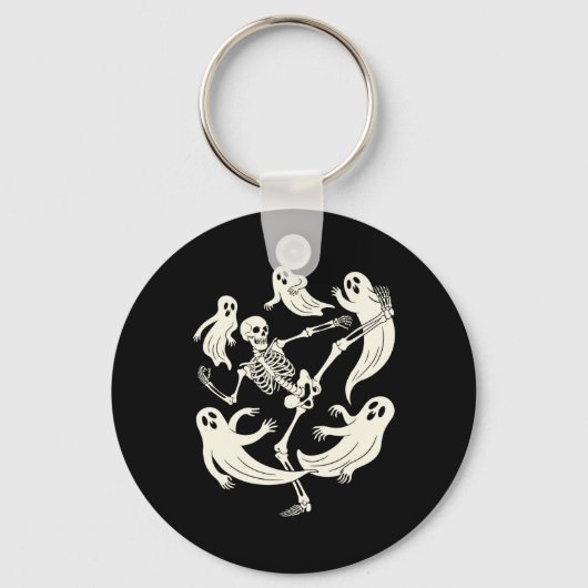Grappig Skelet Karate Liefhebbers Griezelen Hallow Sleutelhanger (Voorkant)