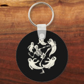 Grappig Skelet Karate Liefhebbers Griezelen Hallow Sleutelhanger (Voorkant)