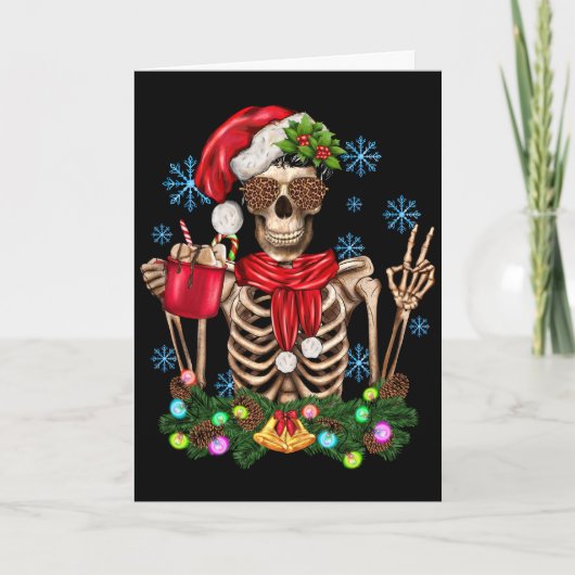 Grappig skelet kerst feestdagen kaart (Voorkant)