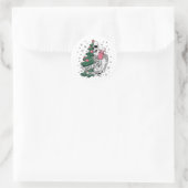 Grappig Skelet Kerst Mis Feestelijk Mis Schrikbare Ronde Sticker (Tas)
