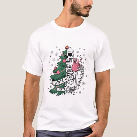 Grappig Skelet Kerst Mis Luk Mis Schrik T-shirt (Voorkant)