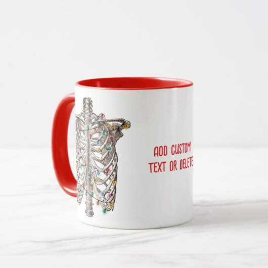 Grappig Skelet Kerstboom Lichten X-Ray Rood Mok (Voorkant links)