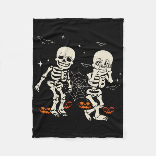 Grappig skelet kinderen Griddy-dans Halloween grap Fleece Deken (Voorkant)