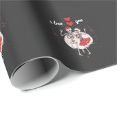 Grappig Skelet Koppel Verliefd Cadeaupapier (Rol Hoek)