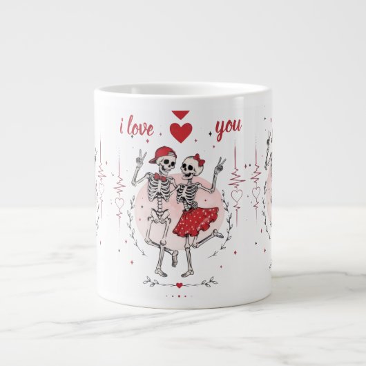 Grappig Skelet Koppel Verliefd Grote Koffiekop (Voorkant)