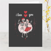 Grappig Skelet Koppel Verliefd Kaart (Gele Bloem)