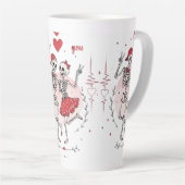 Grappig Skelet Koppel Verliefd Latte Mok (Rechterhoek)