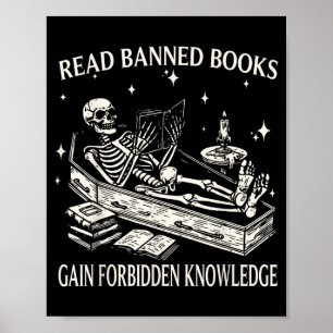Grappig Skelet Leest Verboden Boeken Verkrijgt Ver Poster