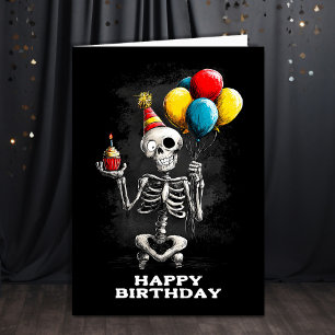 Grappig skelet met ballonnen verjaardag kaart
