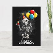 Grappig skelet met ballonnen verjaardag kaart (Voorkant)