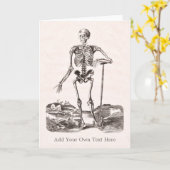 Grappig Skelet met een Schop Kaart (Gele Bloem)