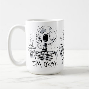 Grappig skelet met 'Ik ben Oké' Bericht Koffiemok