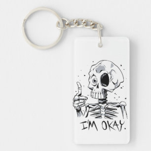 Grappig skelet met 'I'm Okay' Bericht Sleutelhanger