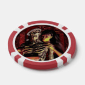 Grappig skelet met vrouw poker chips (Enkel)