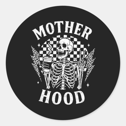 Grappig Skelet Moederschap Grappig Moeder Leven Ko Ronde Sticker (Voorkant)