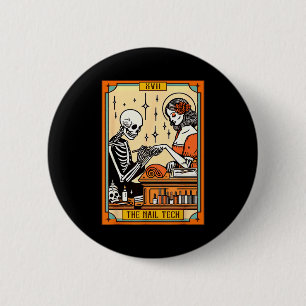 Grappig Skelet Nagel Baas Het Nagel Tech Leven Tar Ronde Button 5,7 Cm