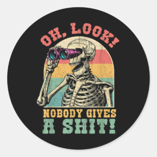 Grappig skelet Oh kijk niemand geeft een sarcastis Ronde Sticker