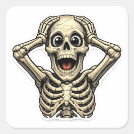 Grappig Skelet OMG Schedel Sticker – Spooky Hallow