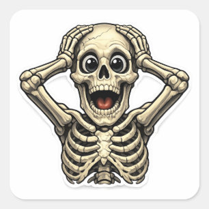 Grappig Skelet OMG Schedel Sticker – Spooky Hallow