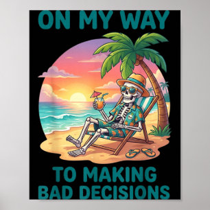 Grappig Skelet Op Weg naar het Nemen van Slechte B Poster