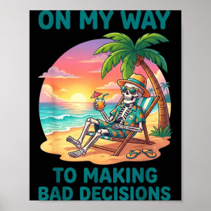 Grappig skelet op weg naar het nemen van slechte b poster