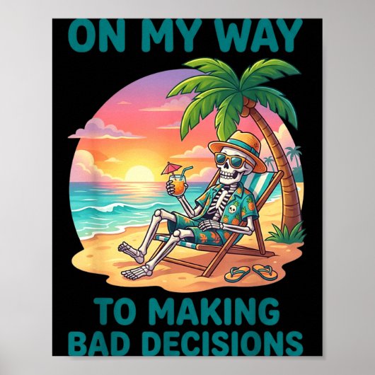 Grappig skelet op weg naar het nemen van slechte b poster (Voorkant)