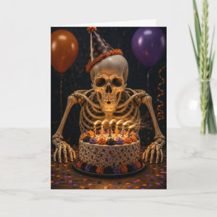 Grappig Skelet Ouder Wordende Verjaardag Halloween Kaart
