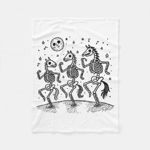 Grappig Skelet Paard Dansen Halloween Paard Liefhe Fleece Deken