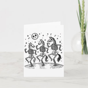 Grappig Skelet Paard Dansen Halloween Paard Liefhe Kaart