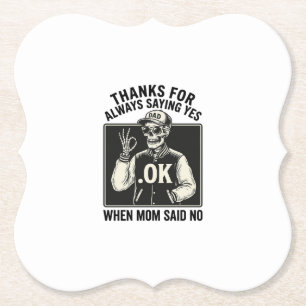 Grappig skelet papa zegt ja vintage T-shirt Desi Kartonnen Onderzetters