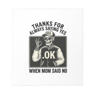 Grappig Skelet Papa Zegt Ja Vintage T-Shirt Desi Notitieblok