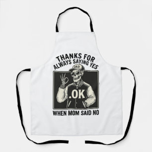 Grappig skelet papa zegt ja vintage T-shirt Desi Schort